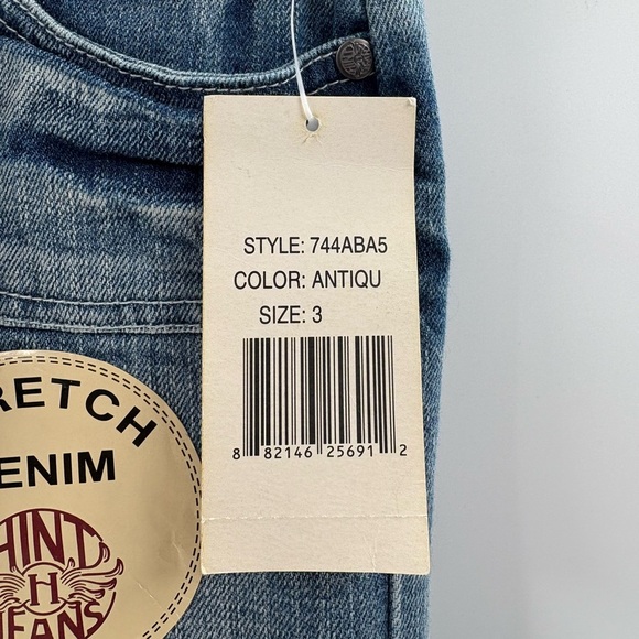 Deadstock Vintage Y2K 2000s midi blue jean raw hem fringe denim skirt sz 29 NWT - Picture 5 of 16